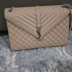 Saint Laurent Beige Quilted Leather Shoulder Bag